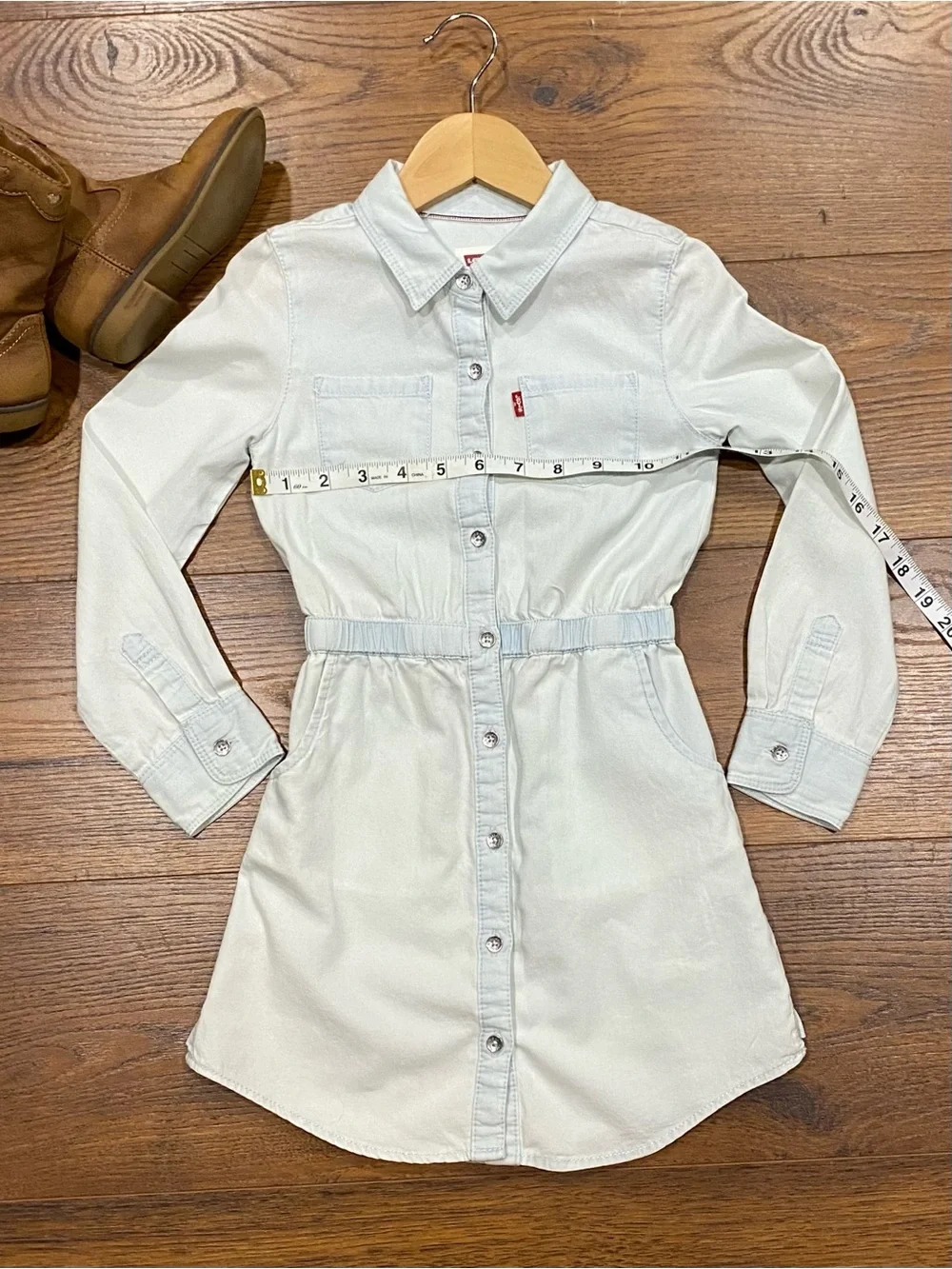 Levi’s Girls’ Long Sleeve Western Light Wash Denim Shirtdress Size Small (4-5)